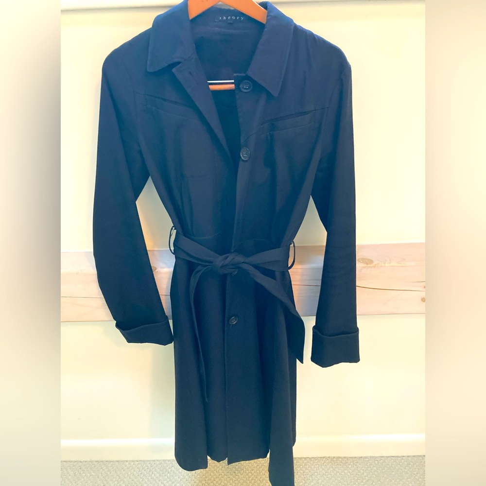 Theory A-Line Black Raincoat for sale (Medium)